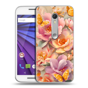 Пластиковый чехол на Lenovo Moto G с принтом Цветы и бабочки