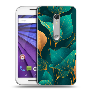 Пластиковый чехол на Lenovo Moto G с принтом Листья и золото