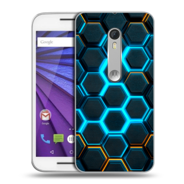 Пластиковый чехол на Lenovo Moto G с принтом Неоновые соты