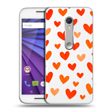 Пластиковый чехол на Lenovo Moto G с принтом Сердечки
