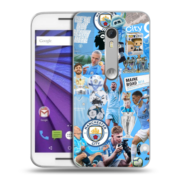 Пластиковый чехол на Lenovo Moto G с принтом Man City Манчестер Сити