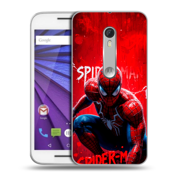 Пластиковый чехол на Lenovo Moto G с принтом Spiderman Человек паук