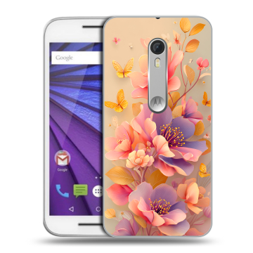 Пластиковый чехол на Lenovo Moto G с принтом Цветы и бабочки