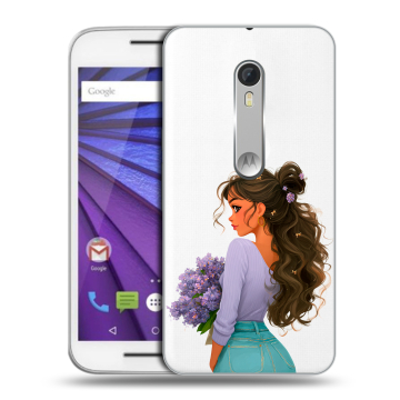 Пластиковый чехол на Lenovo Moto G с принтом девушка цветы