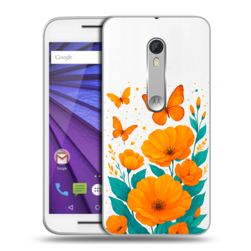 Пластиковый чехол на Lenovo Moto G с принтом цветы бабочки