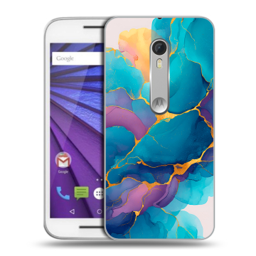 Пластиковый чехол на Lenovo Moto G с принтом Мрамор блестки