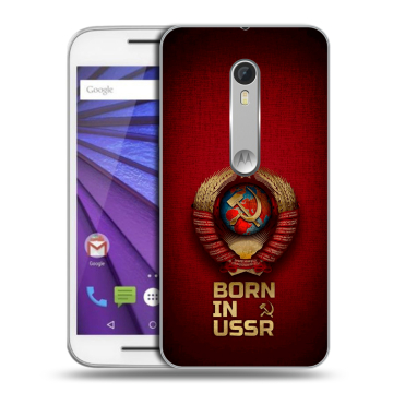 Пластиковый чехол на Lenovo Moto G с принтом Флаг Герб СССР
