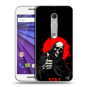 Пластиковый чехол на Lenovo Moto G с принтом смешной скелет