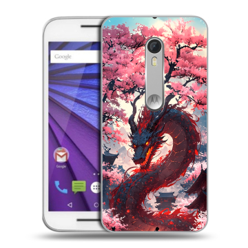 Пластиковый чехол на Lenovo Moto G с принтом Дракон Японский