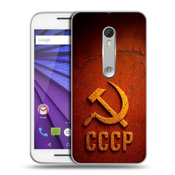 Пластиковый чехол на Lenovo Moto G с принтом Флаг Герб СССР