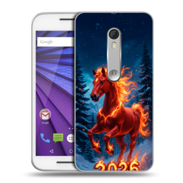 Пластиковый чехол на Lenovo Moto G с принтом Новый год коня