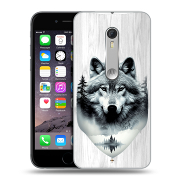 Пластиковый чехол на Lenovo Moto X Style с принтом Волк в лесу