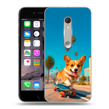 Пластиковый чехол на Lenovo Moto X Style с принтом Корги на скейте