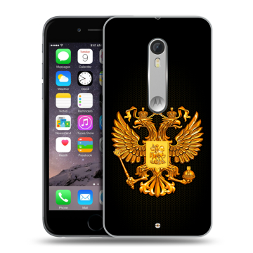 Пластиковый чехол на Lenovo Moto X Style с принтом Герб России желтый