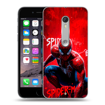 Пластиковый чехол на Lenovo Moto X Style с принтом Spiderman Человек паук Пластиковый чехол на Lenovo Moto X Style с принтом Spiderman Человек паук