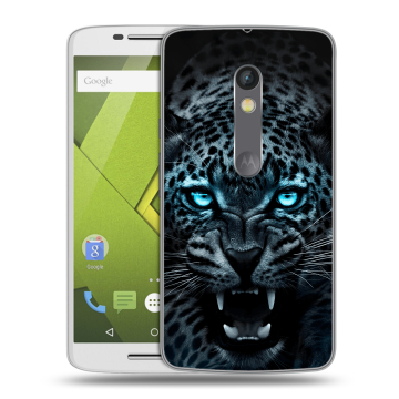 Силиконовый чехол на Lenovo Moto X Play с принтом Темный леопард