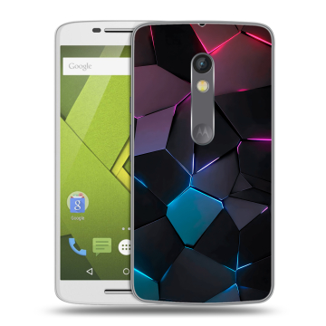 Силиконовый чехол на Lenovo Moto X Play с принтом Геометрия неона