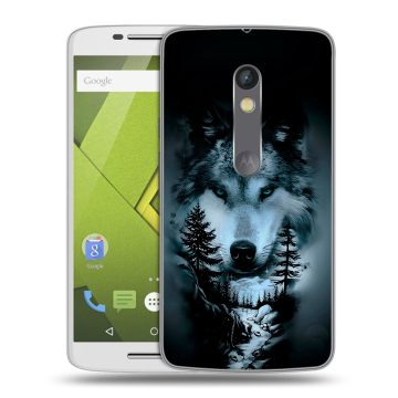 Силиконовый чехол на Lenovo Moto X Play с принтом Лесной волк