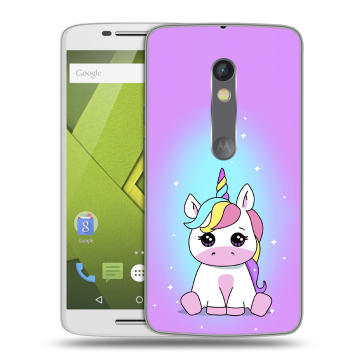 Силиконовый чехол на Lenovo Moto X Play с принтом Единорог