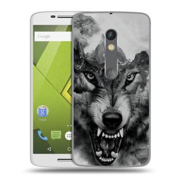Силиконовый чехол на Lenovo Moto X Play с принтом Волк