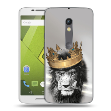 Силиконовый чехол на Lenovo Moto X Play с принтом Лев с короной