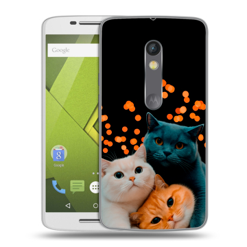 Силиконовый чехол на Lenovo Moto X Play с принтом Кошки
