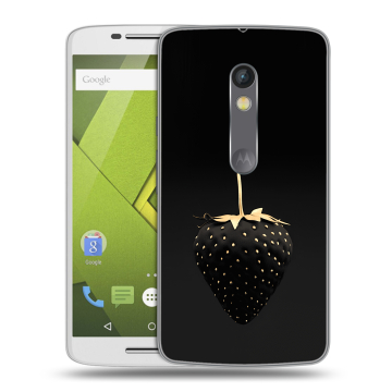 Силиконовый чехол на Lenovo Moto X Play с принтом Черная клубника