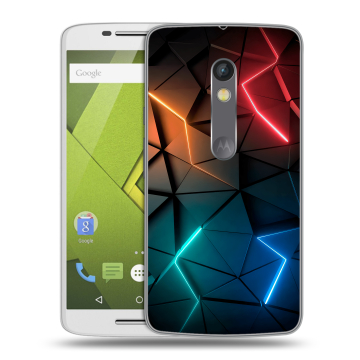 Силиконовый чехол на Lenovo Moto X Play с принтом Абстракция неон