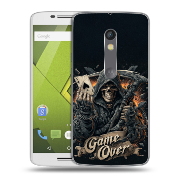 Силиконовый чехол на Lenovo Moto X Play с принтом Скелет карты