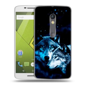 Силиконовый чехол на Lenovo Moto X Play с принтом Волки