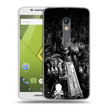 Силиконовый чехол на Lenovo Moto X Play с принтом Скелет