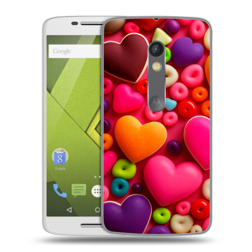 Силиконовый чехол на Lenovo Moto X Play с принтом Сердечки