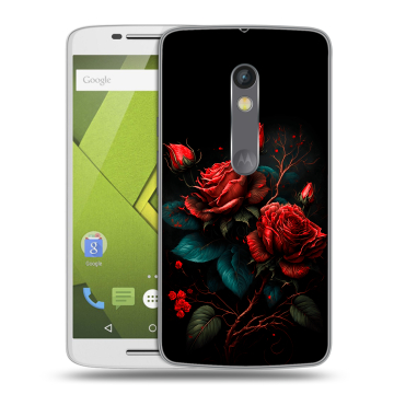 Силиконовый чехол на Lenovo Moto X Play с принтом Розы красные