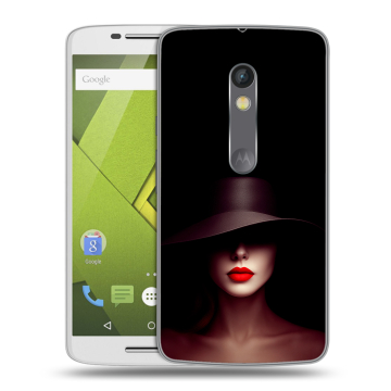 Силиконовый чехол на Lenovo Moto X Play с принтом Девушка в шляпе