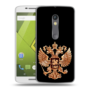 Силиконовый чехол на Lenovo Moto X Play с принтом Герб России золотой Силиконовый чехол на Lenovo Moto X Play с принтом Герб России золотой