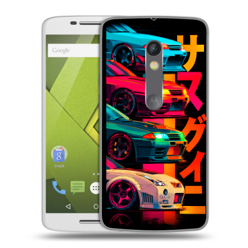 Силиконовый чехол на Lenovo Moto X Play с принтом Гоночные машины