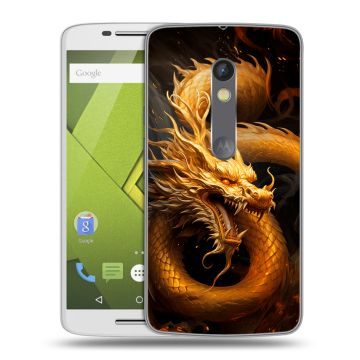 Силиконовый чехол на Lenovo Moto X Play с принтом Золотой дракон Силиконовый чехол на Lenovo Moto X Play с принтом Золотой дракон