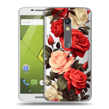 Силиконовый чехол на Lenovo Moto X Play с принтом Розы