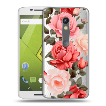Силиконовый чехол на Lenovo Moto X Play с принтом Розы
