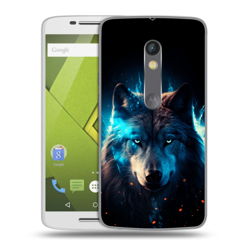 Силиконовый чехол на Lenovo Moto X Play с принтом Волк ночной