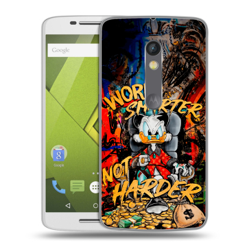 Силиконовый чехол на Lenovo Moto X Play с принтом Дональд Дак Деньги