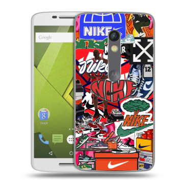 Силиконовый чехол на Lenovo Moto X Play с принтом Найк Nike яркий