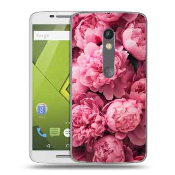 Силиконовый чехол на Lenovo Moto X Play с принтом цветы пионы