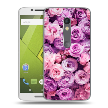 Силиконовый чехол на Lenovo Moto X Play с принтом лавандовые розы Силиконовый чехол на Lenovo Moto X Play с принтом лавандовые розы
