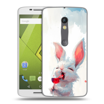 Силиконовый чехол на Lenovo Moto X Play с принтом кролик зайчик