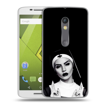 Силиконовый чехол на Lenovo Moto X Play с принтом монашка