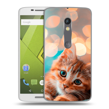 Силиконовый чехол на Lenovo Moto X Play с принтом котик