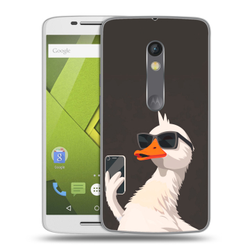 Силиконовый чехол на Lenovo Moto X Play с принтом утка в очках