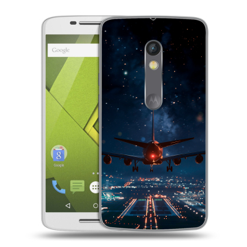 Силиконовый чехол на Lenovo Moto X Play с принтом самолет