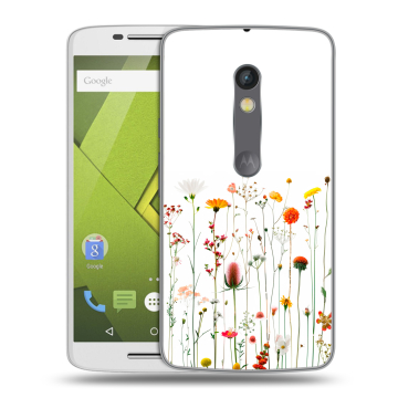 Силиконовый чехол на Lenovo Moto X Play с принтом цветы